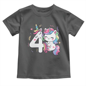 Unicorn 4th Birthday Toddler T Shirt 4 Years Old Birthday Outfit TS10 Dark Heather Print Your Wear