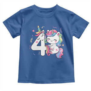 Unicorn 4th Birthday Toddler T Shirt 4 Years Old Birthday Outfit TS10 Royal Blue Print Your Wear