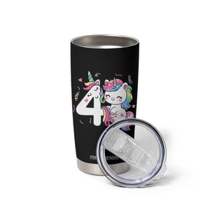 Unicorn 4th Birthday Tumbler Cup 4 Years Old Birthday Outfit TS10 Print Your Wear