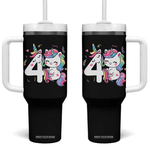 Unicorn 4th Birthday Tumbler With Handle 4 Years Old Birthday Outfit TS10 One Size: 40 oz Black Print Your Wear