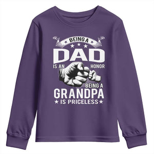 Being A Dad Is An Honor Being A Grandpa is Priceless Youth Sweatshirt TS10 Purple Print Your Wear