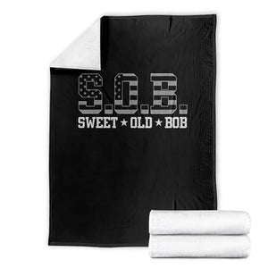 Funny Bob Throw Blanket Fathers Day Dad Sweet Old Bob Retro USA Flag TS10 Black Print Your Wear