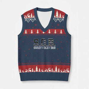 Funny Bob V-Neck Knit Sweater Vest Fathers Day Dad Sweet Old Bob Retro USA Flag TS10 Navy Red Print Your Wear