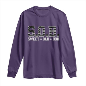 Funny Bob Long Sleeve Shirt Fathers Day Dad Sweet Old Bob Retro USA Flag TS10 Purple Print Your Wear