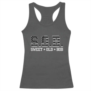 Funny Bob Racerback Tank Top Fathers Day Dad Sweet Old Bob Retro USA Flag TS10 Dark Heather Print Your Wear