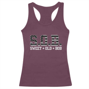 Funny Bob Racerback Tank Top Fathers Day Dad Sweet Old Bob Retro USA Flag TS10 Maroon Print Your Wear