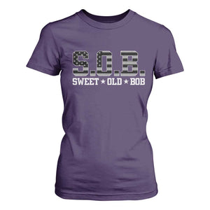Funny Bob T Shirt For Women Fathers Day Dad Sweet Old Bob Retro USA Flag TS10 Purple Print Your Wear