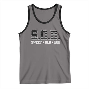 Funny Bob Tank Top Fathers Day Dad Sweet Old Bob Retro USA Flag TS10 Deep Heather Black Print Your Wear