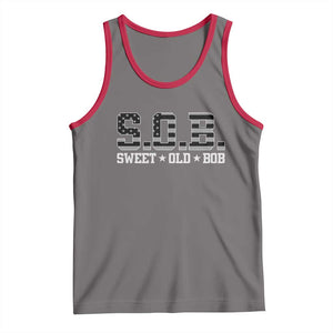 Funny Bob Tank Top Fathers Day Dad Sweet Old Bob Retro USA Flag TS10 Deep Heather Red Print Your Wear