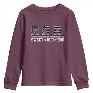 Funny Bob Youth Sweatshirt Fathers Day Dad Sweet Old Bob Retro USA Flag TS10 Maroon Print Your Wear