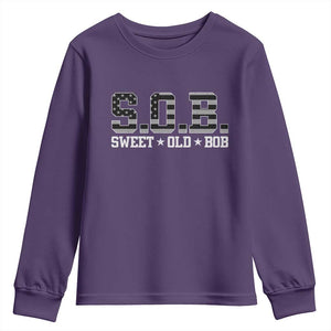 Funny Bob Youth Sweatshirt Fathers Day Dad Sweet Old Bob Retro USA Flag TS10 Purple Print Your Wear