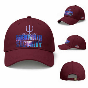 Mermaid Security Baseball Cap Funny Mermaid Family Squad TS10 Baseball Cap Universal Fit Maroon Print Your Wear