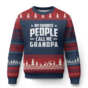 Funny Grandpa Ugly Christmas Sweater My Favorite People Call Me Grandpa TS10 Navy Red Print Your Wear