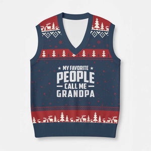 Funny Grandpa V-Neck Knit Sweater Vest My Favorite People Call Me Grandpa TS10 Navy Red Print Your Wear