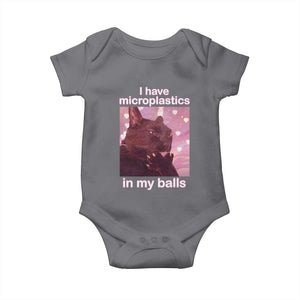 Funny Cat Meme Baby Onesie I Have Microplastics In My Balls Dank Meme TS10 Charcoal Print Your Wear