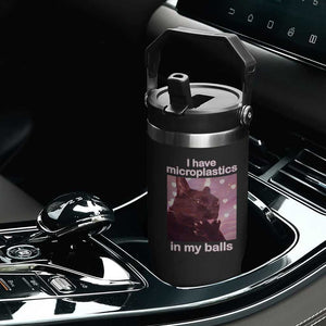 Funny Cat Meme Flip Straw Tumbler I Have Microplastics In My Balls Dank Meme TS10 Print Your Wear