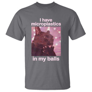 Funny Cat Meme T Shirt I Have Microplastics In My Balls Dank Meme TS10 Charcoal Print Your Wear