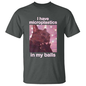 Funny Cat Meme T Shirt I Have Microplastics In My Balls Dank Meme TS10 Dark Heather Print Your Wear
