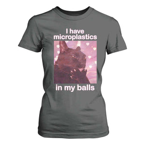 Funny Cat Meme T Shirt For Women I Have Microplastics In My Balls Dank Meme TS10 Dark Heather Print Your Wear