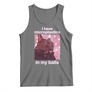 Funny Cat Meme Tank Top I Have Microplastics In My Balls Dank Meme TS10 Black Heather Print Your Wear