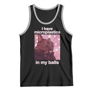 Funny Cat Meme Tank Top I Have Microplastics In My Balls Dank Meme TS10 Black Athletic Heather Print Your Wear