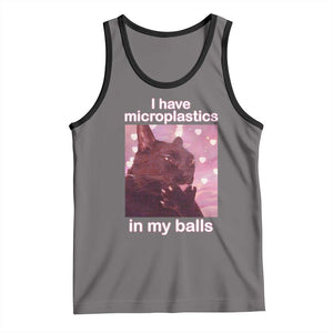 Funny Cat Meme Tank Top I Have Microplastics In My Balls Dank Meme TS10 Deep Heather Black Print Your Wear