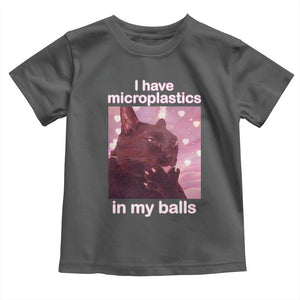Funny Cat Meme Toddler T Shirt I Have Microplastics In My Balls Dank Meme TS10 Dark Heather Print Your Wear