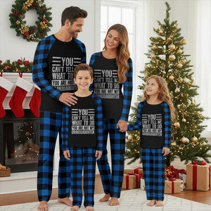 You Can't Tell Me What To Do You're Not My Granddaughter Plaid Pajama Set Funny Grandpa Fathers Day TS10 Blue Plaid Print Your Wear