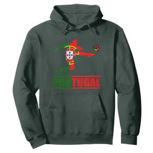 Portugal Soccer Hoodie Portuguese Flag Futebol Football Player TS10 Dark Forest Green Print Your Wear