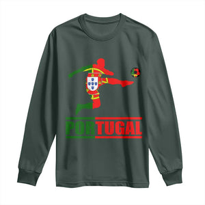 Portugal Soccer Long Sleeve Shirt Portuguese Flag Futebol Football Player TS10 Dark Forest Green Print Your Wear