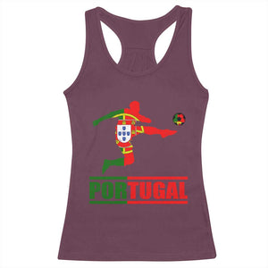 Portugal Soccer Racerback Tank Top Portuguese Flag Futebol Football Player TS10 Maroon Print Your Wear