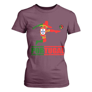 Portugal Soccer T Shirt For Women Portuguese Flag Futebol Football Player TS10 Maroon Print Your Wear