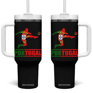 Portugal Soccer Tumbler With Handle Portuguese Flag Futebol Football Player TS10 One Size: 40 oz Black Print Your Wear