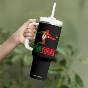 Portugal Soccer Tumbler With Handle Portuguese Flag Futebol Football Player TS10 Print Your Wear