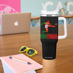 Portugal Soccer Tumbler With Handle Portuguese Flag Futebol Football Player TS10 Print Your Wear
