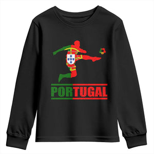 Portugal Soccer Youth Sweatshirt Portuguese Flag Futebol Football Player TS10 Black Print Your Wear
