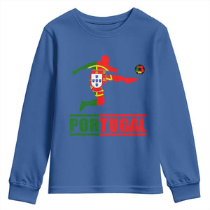 Portugal Soccer Youth Sweatshirt Portuguese Flag Futebol Football Player TS10 Royal Blue Print Your Wear