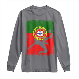 Portugal Soccer Long Sleeve Shirt Portuguese Flag Futebol Football Fan TS10 Charcoal Print Your Wear