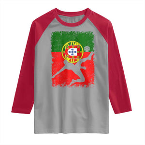 Portugal Soccer Raglan Shirt Portuguese Flag Futebol Football Fan TS10 Sport Gray Red Print Your Wear