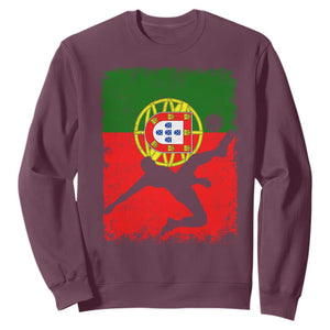 Portugal Soccer Sweatshirt Portuguese Flag Futebol Football Fan TS10 Maroon Print Your Wear