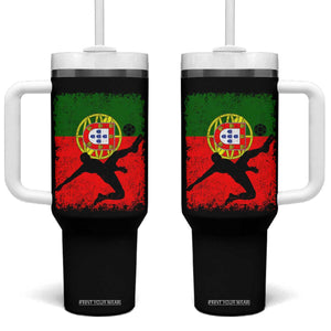Portugal Soccer Tumbler With Handle Portuguese Flag Futebol Football Fan TS10 One Size: 40 oz Black Print Your Wear