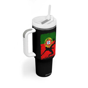 Portugal Soccer Tumbler With Handle Portuguese Flag Futebol Football Fan TS10 Print Your Wear