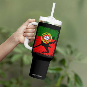 Portugal Soccer Tumbler With Handle Portuguese Flag Futebol Football Fan TS10 Print Your Wear