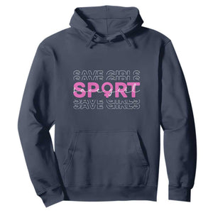 Save Girls Sports Hoodie Feminist Body Positivity Inclusive Equality TS10 Navy Print Your Wear