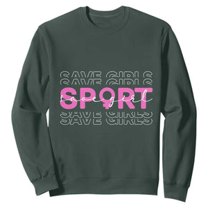 Save Girls Sports Sweatshirt Feminist Body Positivity Inclusive Equality TS10 Dark Forest Green Print Your Wear