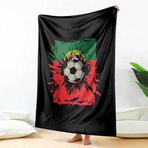 Portugal Soccer Throw Blanket Portuguese Flag Soccer Ball Futebol TS10 Print Your Wear