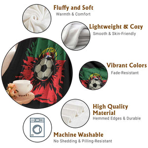 Portugal Soccer Throw Blanket Portuguese Flag Soccer Ball Futebol TS10 Print Your Wear