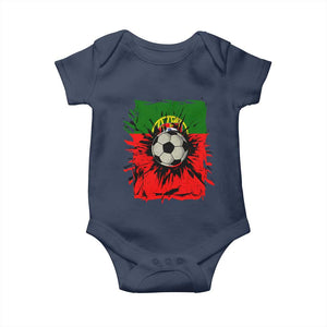 Portugal Soccer Baby Onesie Portuguese Flag Soccer Ball Futebol TS10 Navy Print Your Wear