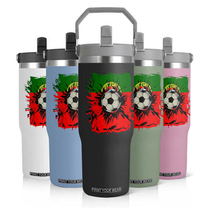 Portugal Soccer Flip Straw Tumbler Portuguese Flag Soccer Ball Futebol TS10 Print Your Wear