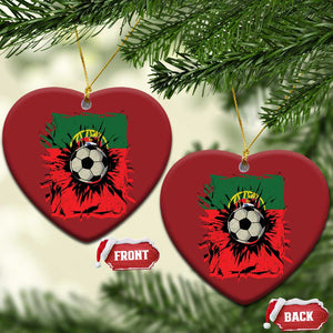 Portugal Soccer Christmas Ornament Portuguese Flag Soccer Ball Futebol TS10 Heart Red Print Your Wear
